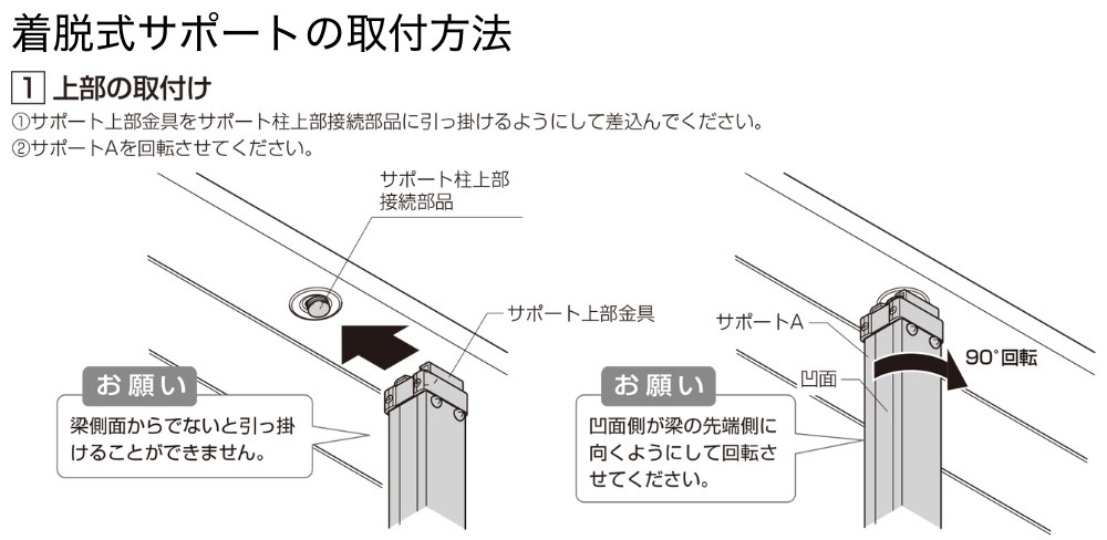 LIXIL取付説明書抜粋｜カーポートSC 着脱式サポートの取付方法