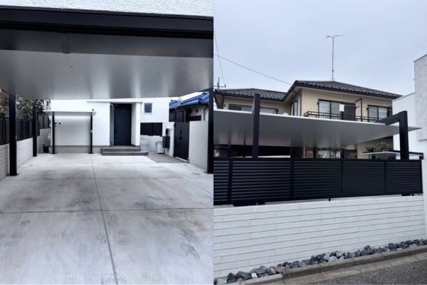 カーポートSC2台用梁延長とミニの施工後