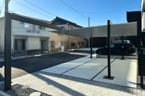 カーポートSC 2台用 梁延長の施工中