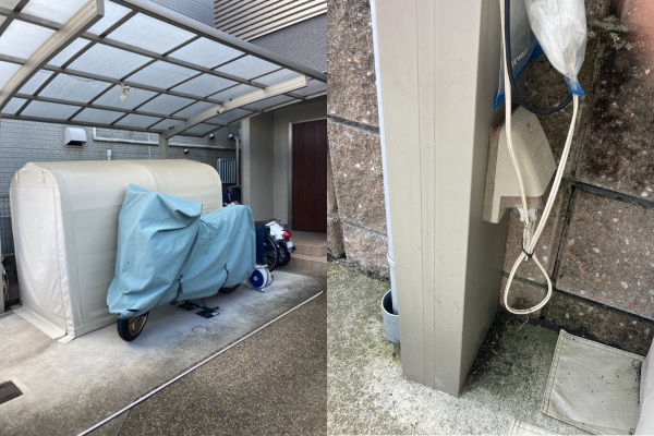 水勾配と柱の外部電源